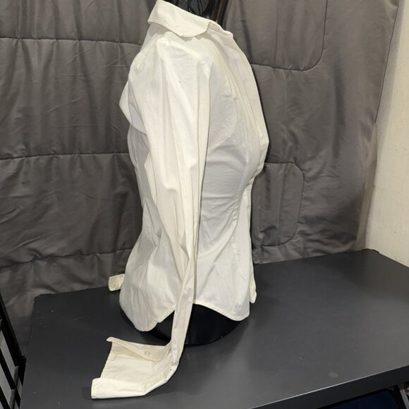 Moda International Button Up Shirt Women’s Size 2XS Ivory Long Sleeve Collared - Picture 8 of 16